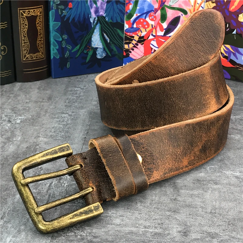 130 CM-138 CM cinturón largo de cuero grueso de lujo cinturón de hombre ancho 4,3 CM doble hebilla Ceinture Jeans cintura cinturón amarillo MBT0018 - 5