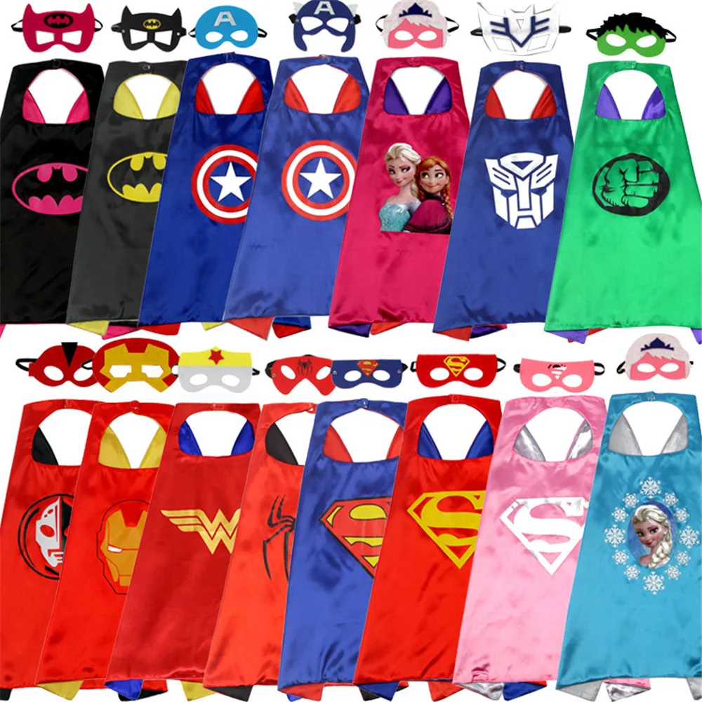 5pcs/lot Halloween Costume Cosplay Props Superhero batman Capes with Mask Set Double Layered | Дом и сад