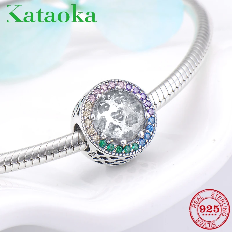 

2018 Fashion 925 Sterling Silver round shape colorful CZ Fine beads Fit Original Pandora Charm Bracelet Jewelry making