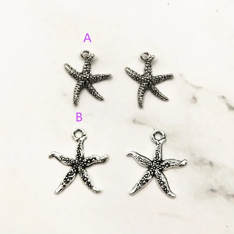 

20pcs starfish Charms Pendants For Jewelry Making Antique Silver Charm DIY Handmade Craft