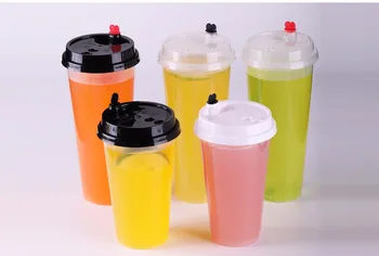 

700ml/24oz Cold Hot drinks Juice Cups Coffee Milky Tea Cups Thicken Disposable Transparent Plastic Drinks Cups with lid