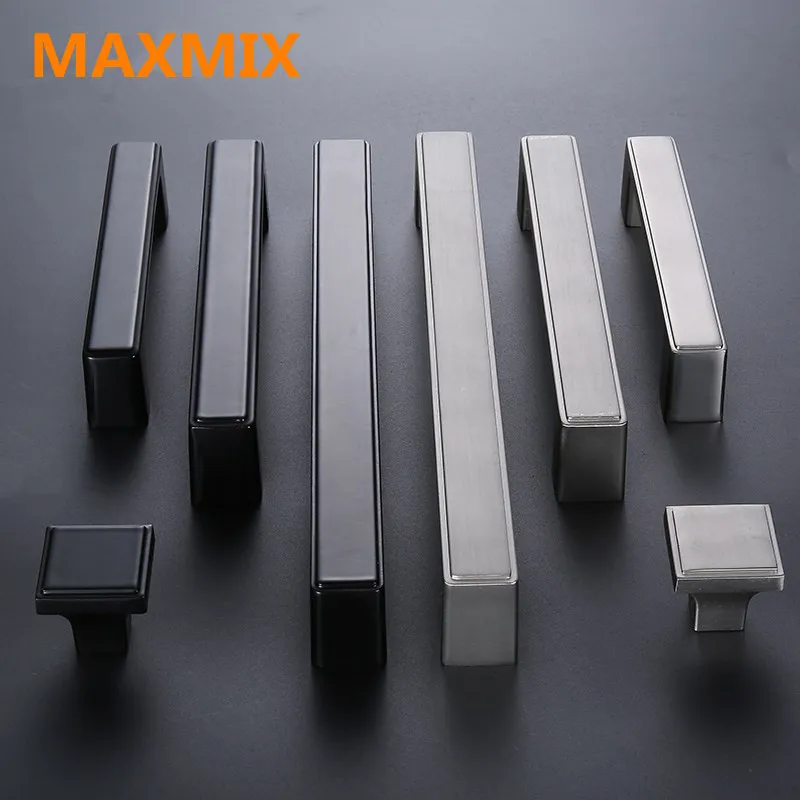 Aluminum Dresser Knobs Drawer Knob Pull Kitchen Cabinet Handles Pulls Black Furniture Door cupboard Wardrobe handle