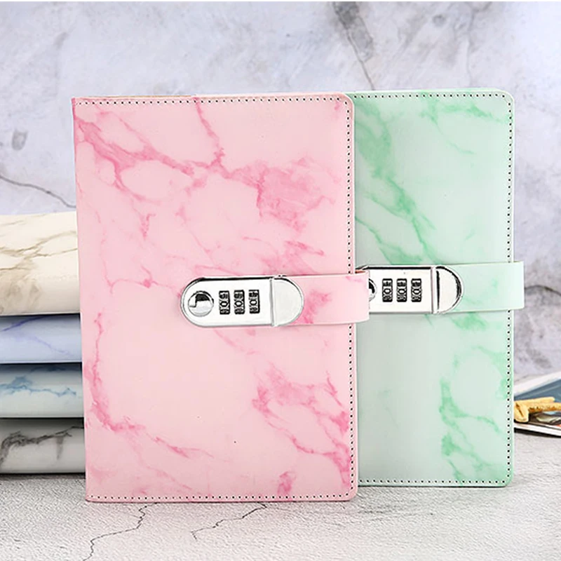 

New school notebook paper 100 sheets Personal Diary with Lock code thick Notepad Leather office school supplies gift