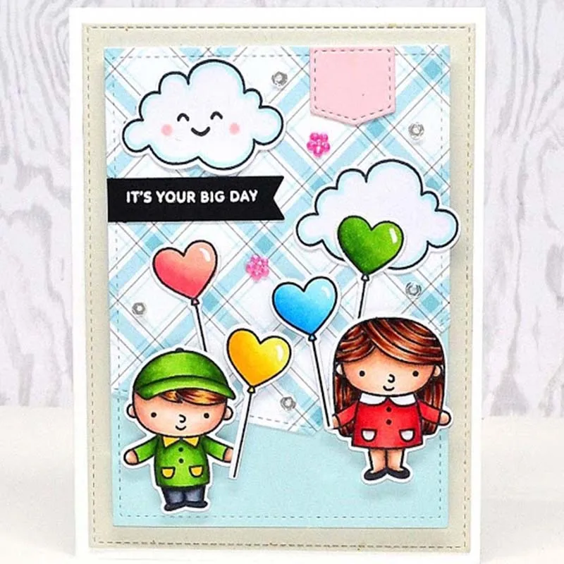 

Love You Boys Girls Balloons Transparent Stamps Clear Stamps for DIY Scrapbooking Wedding Paper Card Making Decorative Craft 4*6