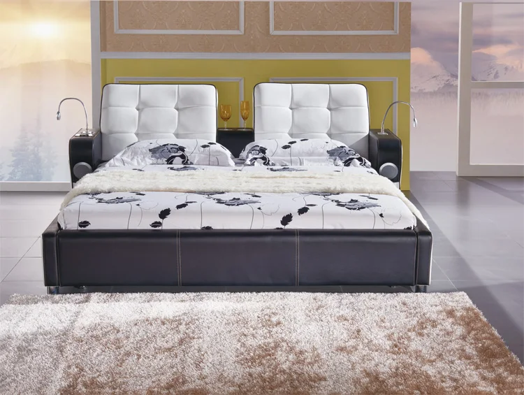 MYBESTFURN музыкальная кровать из натуральной кожи многофункциональная музыка