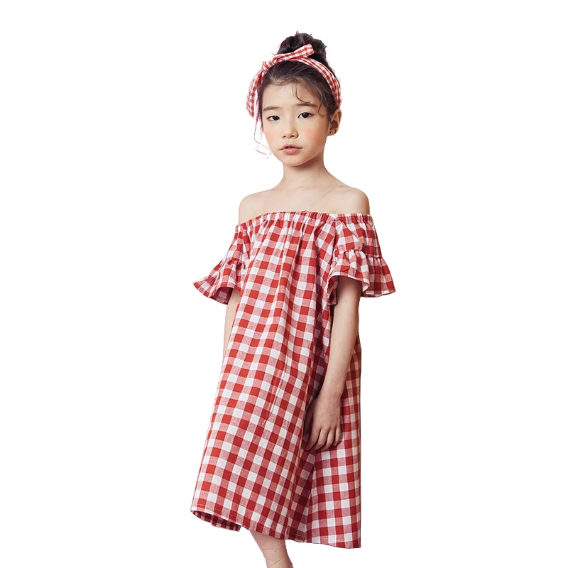 

4-14 Yrs teenage girl sleeveless lattice Printing dress 2018 new summer Elegant princess British Style loose Cotton a-line dress