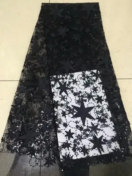 

latest Nigerian mesh lace fabric, with sequins embroidered African 3d flowers and handmade tulle applique lace fabric wedding