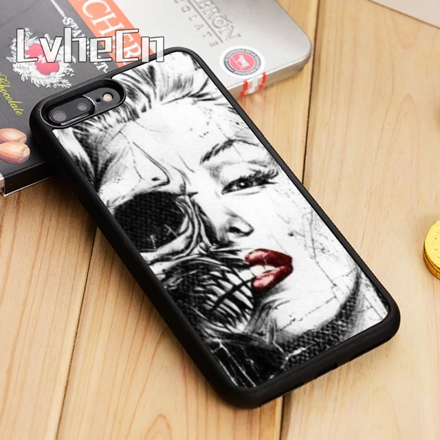 LvheCn Marilyn Monroe Zombie Skull Phone Case Cover For