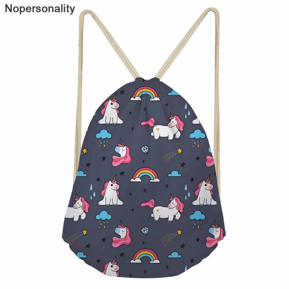 

Nopersonality Cartoon Drawstring Bag Teenage Boys Girls Large Capacity Schoolbag Women Travel Softback Daily Casual Backpack