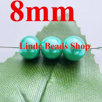 

500pcs/lot 8mm glass pearl beads christmas ornament loose round beads for jewelry, decoration, Blue Zircon colour GP08029
