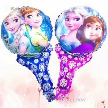 

30pcs/lot Elsa Anna Cartoon Birthday Foil Party Birthday Kids Balloon Toys, Hand Clapper Stick Foil Balloon Gifts