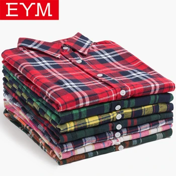 

Plus Size Classic Plaid Shirts Women Excellent 100% Cotton Long Sleeve Blouse Women Casual Blouses Female Tops Clothing Blusas