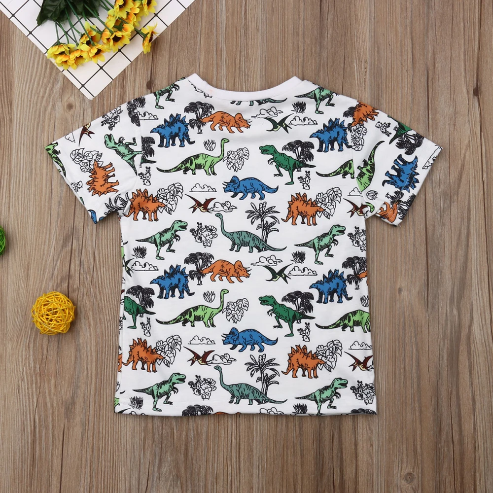 PUDCOCO/Милая футболка с короткими рукавами и рисунком динозавра для маленьких мальчиков, Модная хлопковая одежда