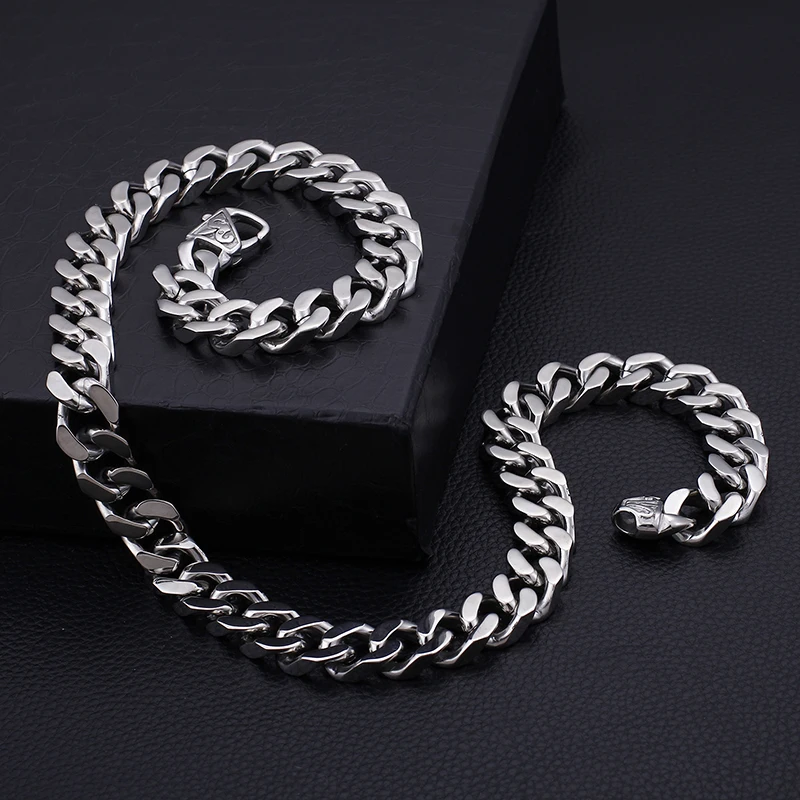 flat Cuban curb chain Necklace 13mm 