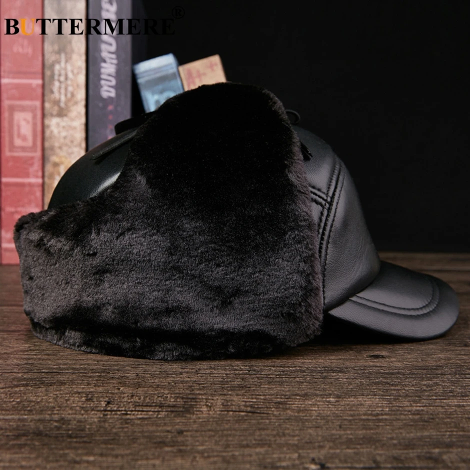 Buttermere Bomber Hat Leather Black Men 