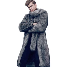 Зима, новая мужская шуба из искусственного лисьего меха с отложным воротником, трендовая Меховая куртка, утолщенная Теплая мужская верхняя одежда с большим меховым воротником