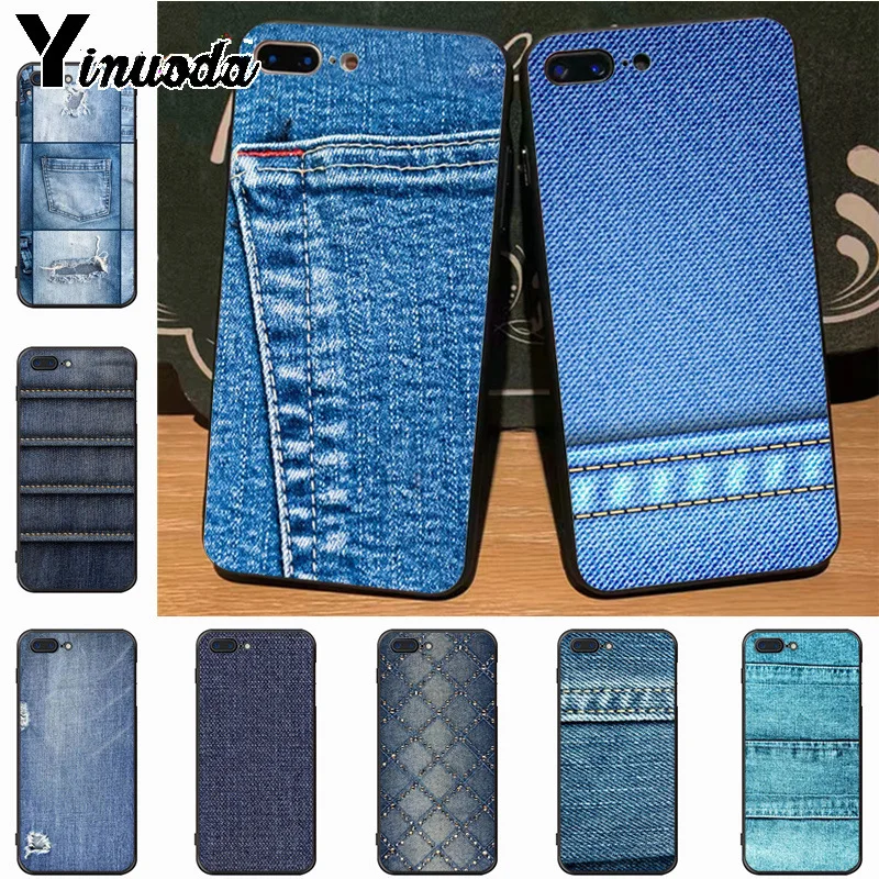 

Yinuoda jeans style blue Painted cover Colourful Style Design Cell Phone Case for iPhone 7plus 6S 7 8 8Plus X 5S 11pro case