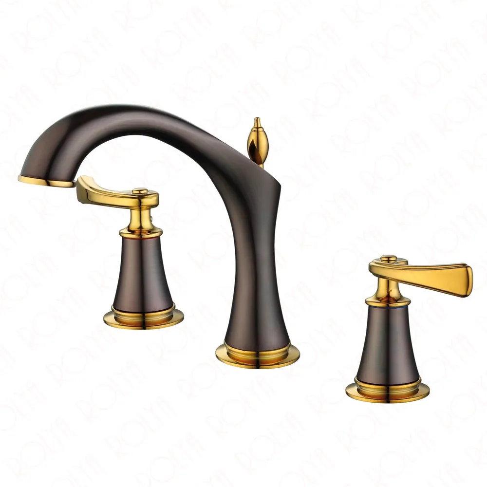 Luxurious Antique Brown 3 Holes Bathroom Faucets 2018 Wholesale New Arrival Patent Design Solid Brass Wash Basin Mixer Taps