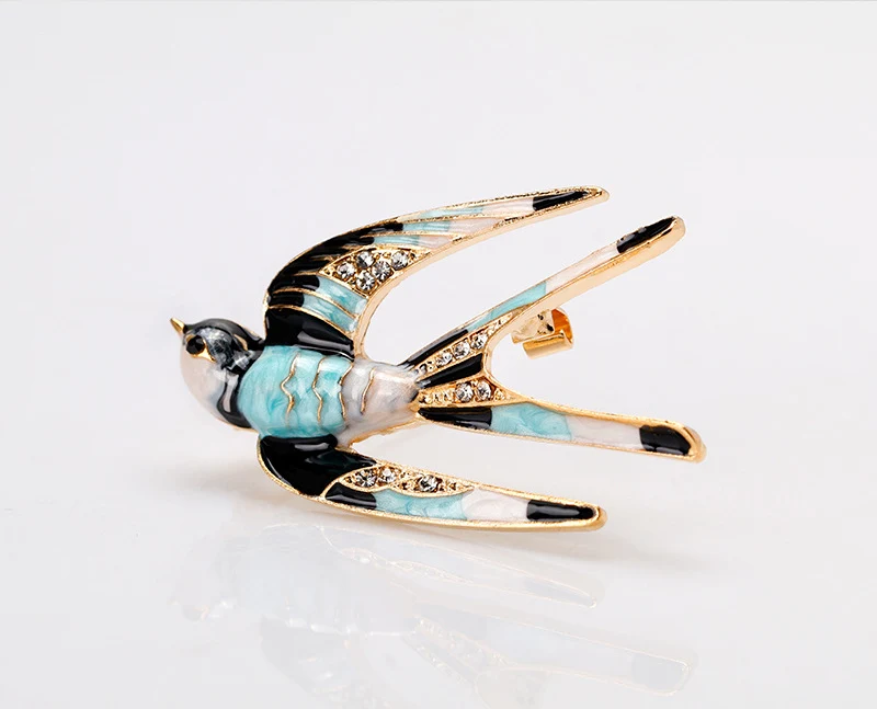 NIUYITID Classic Bird Brooch Enamel Pin Swallow Shape Scarf Pins Women Kids Suit Clothes Accessories Jewelry (4)