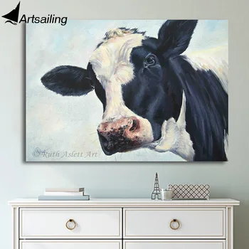 

HD Printed 1 Piece World Cow Molly Canvas Painting Animal Posters and Prints Home Decor ArtSailing Free Shipping CU-2703D