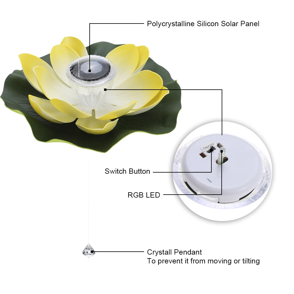 Открытый плавающий пруд ночник на солнечных батареях светодио дный RGB LED цветок лотоса лампа водостойкий Авто Вкл/Выкл для сада бассейн вечерние партия Декор