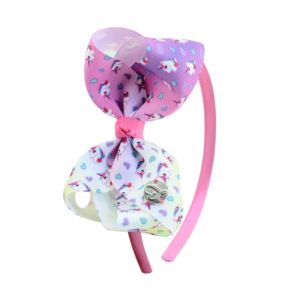 

JoJo Siwa Hair Bows Rainbow Unicorns and Stars Girls Boutique Grosgrain Ribbon Headband with Cheer Hair Bow for Girls