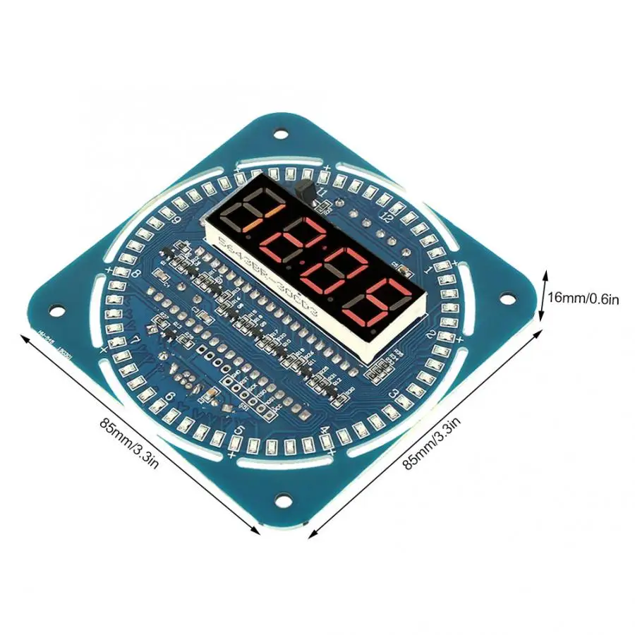 Синий DIY вращающийся светодиодный дисплей электронные часы комплект 85*85*16 мм