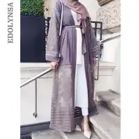 ผู้หญิงปากีสถานเสื้อผ้ากาตาร์สหรัฐอาหรับมุสลิม Kimono Hijab ด้านหน้าเปิด Abaya เซ็กซี่อาหรับตุรกีเสื้อผ้าผู้หญิงอิสลาม Cardigans D703