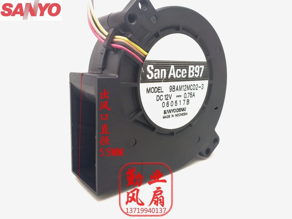 

Original For Sanyo 9cm turbo fan blower 12V 0.75A 9BAM12MCD2-2