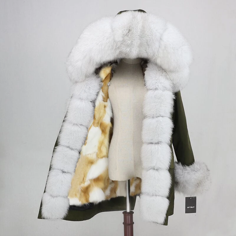 OFTBUY Waterproof Parka Winter Jacket Women Real Fur Coat Fox Fur Collar Hood Fox Fur Liner Warm Streetwear Detachable New