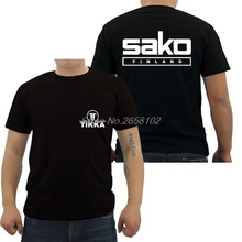 Горячая Распродажа, модная Мужская хлопковая футболка, новая футболка Tikka By Sako Finland, Мужская черная футболка с логотипом, футболки хараюку