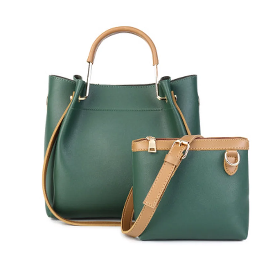 

Vintage Solid Color Women Handbag Set Simple High Quality Ladies Designer Shoulder Bags Set Green Red Black Composite Hand Bags