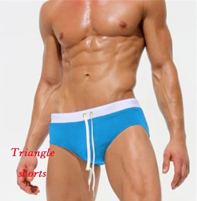 Модный Купальник, Мужские дышащие плавки, трусы-боксеры, пляжные шорты - Цвет: Triangle blue