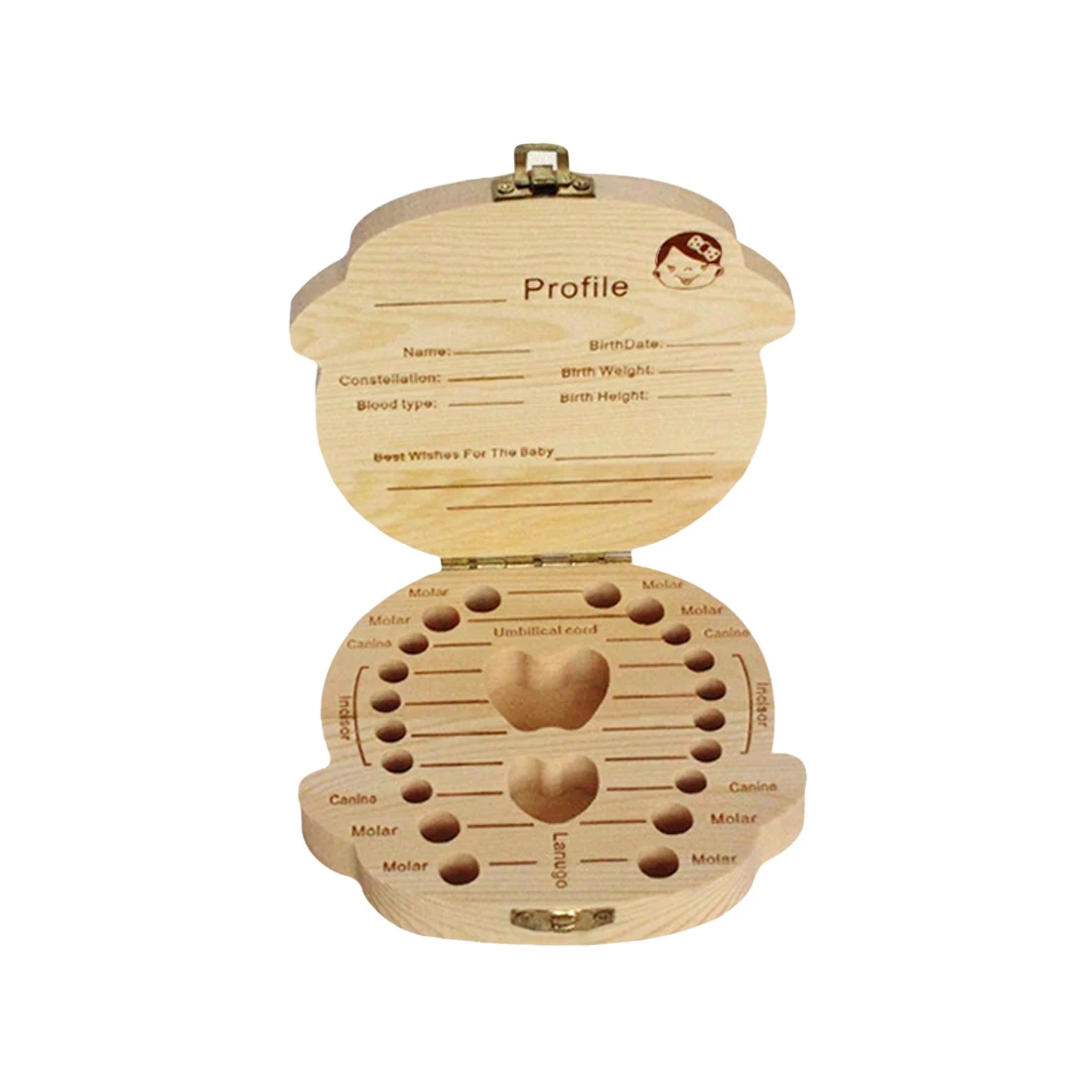 

Welcomed English Wooden Baby Tooth Box Organizer Milk Tooth Storage Box For Boy Girl Save Teeth Umbilical Cord