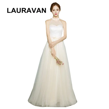 

new arrival 2020 champagne halter neck teenager prom occasion dress tulle women's party dresses under 100 long ball gown