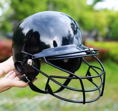 Профессиональный бейсбольный шлем для взрослых, бинауральные уши, бейсбольный шлем, маска, защитная Кепка, защита головы, лица и софтбол шлем - Цвет: Черный