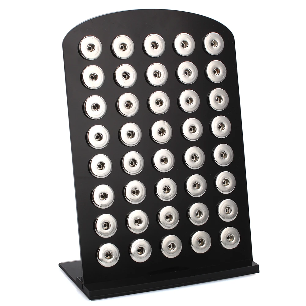 

New Snap Jewelry 12mm 18mm Snap Button Display 4 Colors Black Acrylic Snap Display for 40PCS Jewelry Display Holder