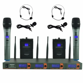 

FREEBOSS FB-V04H2 Professional Microphones VHF KTV Party Mic System 2 Handheld and 2 Headset Wireless Karaoke Microphone