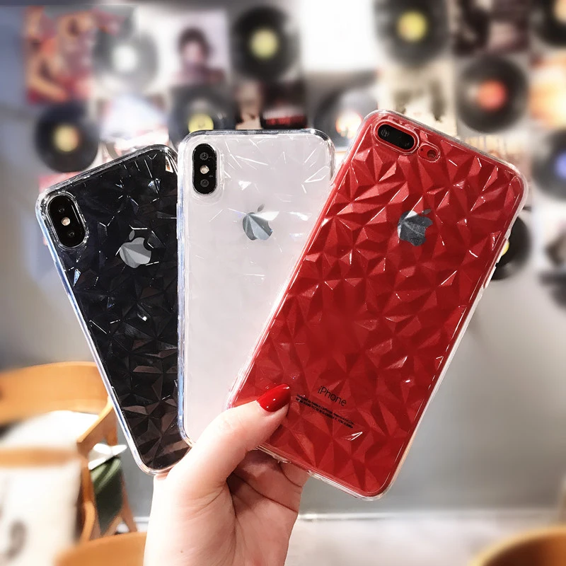 Ultrafinos-3D-Textura-do-Diamante-Caso-Para-iPhone-6-6-s-7-8-Plus-X-XR