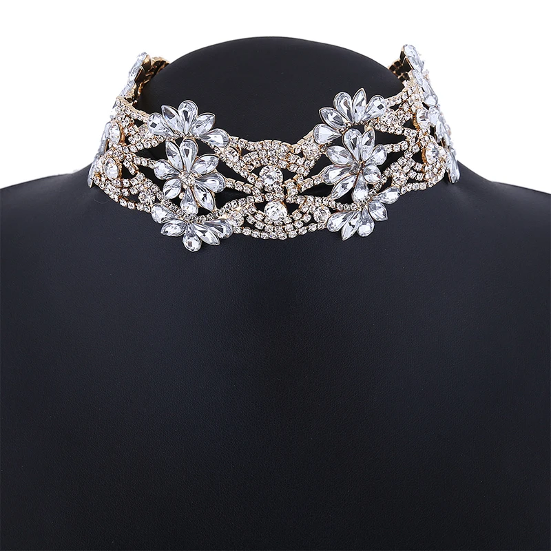 Массивное ожерелье в виде цветка с кристаллами, уникальное ожерелье с подвеской в виде звездочек, стразы, роскошное ожерелье-чокер в стиле Instagram