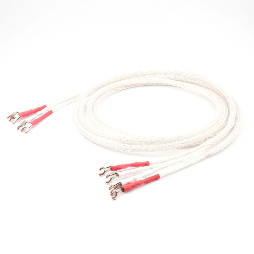 Pair HI-End OCC Silver Plated 8AG Speaker Cable Spade Plug Audio loudspeaker Cable Pair HI-End OCC Silver Plated 8AG Speaker Cable Spade Plug Audio loudspeaker Cable