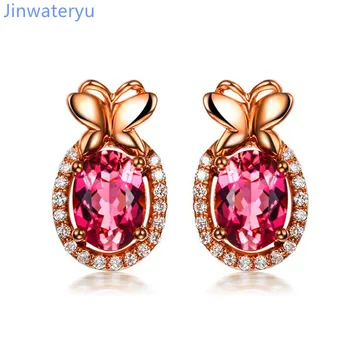 

Fashion Jewelry Red precious Stone Earrings ,925 Silver Earring stud for women girl bowknot shaped earrings new model with CZ