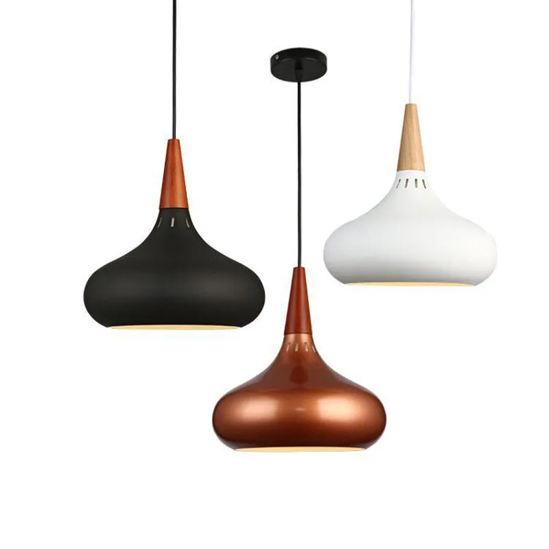 Copper Nordic Pendant Lights Aluminum Wood Hanging Drop Lamp