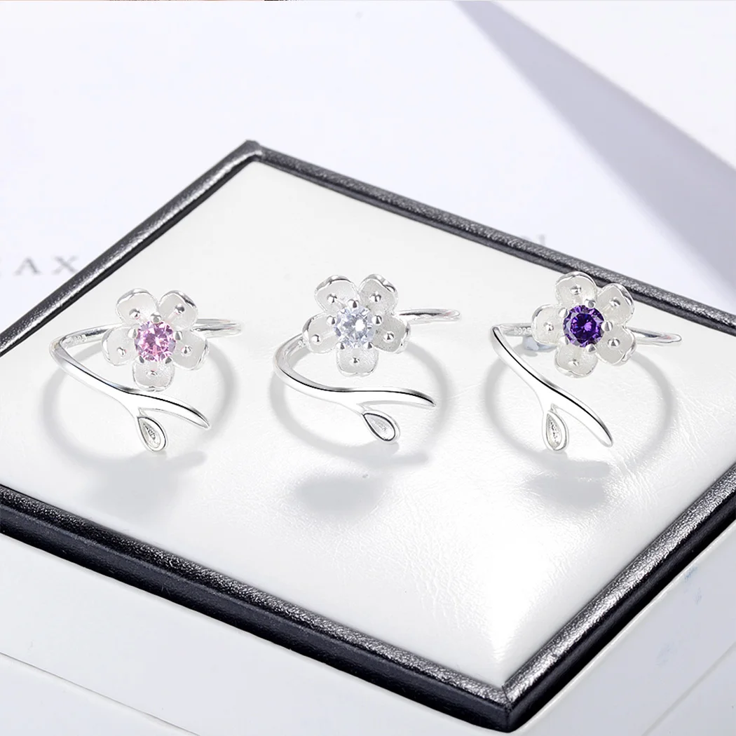 

Todorova Crystal Cherry Blossoms Flower Wedding Rings for Women Bijoux Anel Femme Engagement Ring Statement Jewelry Lover Gifts