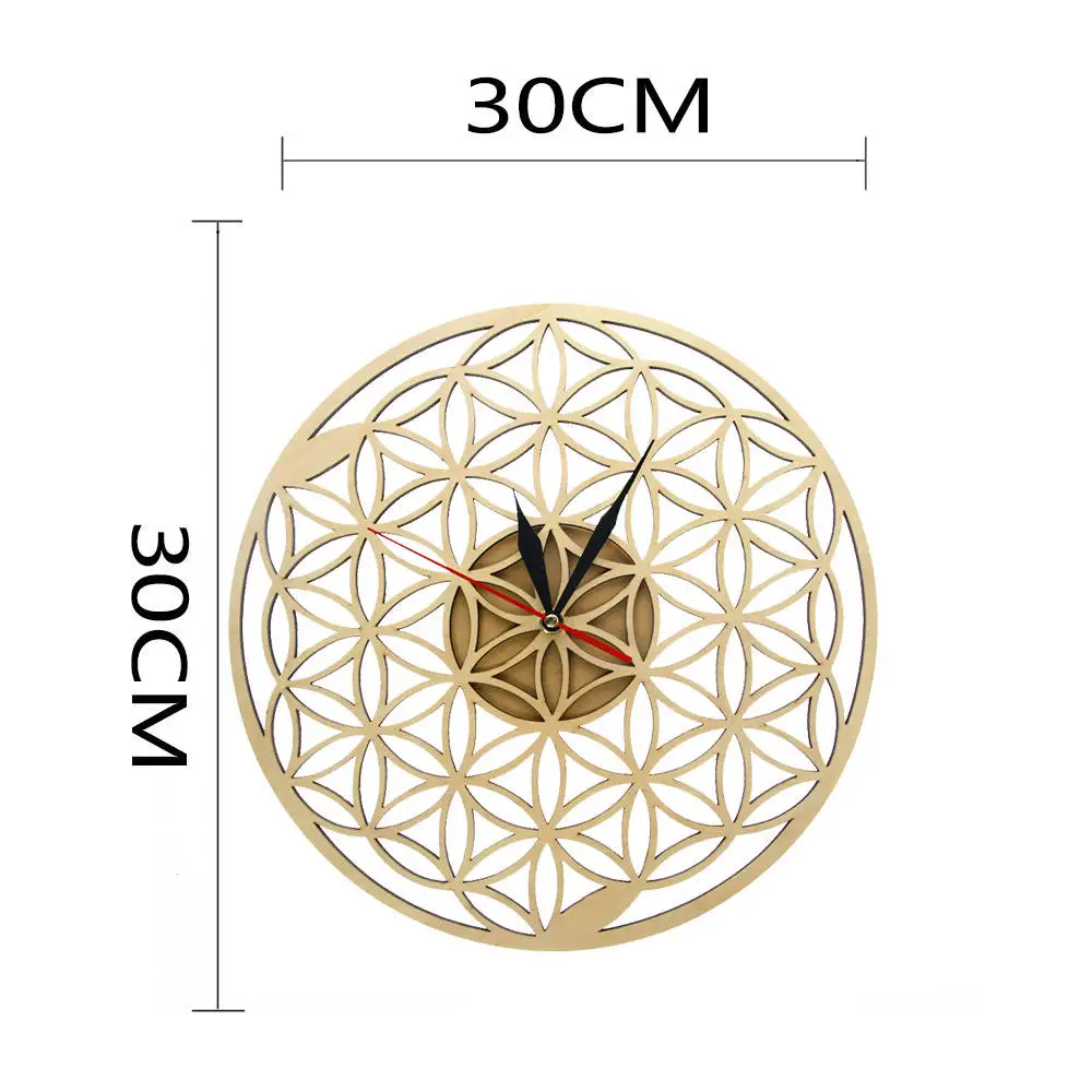 Цветок жизни пересекающиеся кольца геометрические деревянные настенные часы Сакральная Геометрия лазерная резка часы новоселье подарок декор комнаты