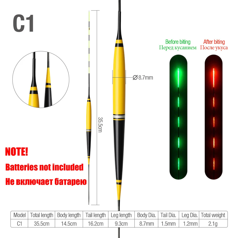 DONQL поплавок для рыбалки, умный светодиодный светильник, буй для укуса рыбы, автоматически напоминающий светящийся поплавок, Электрический рыболовный буй без батареи - Цвет: C1 (NO Battery)