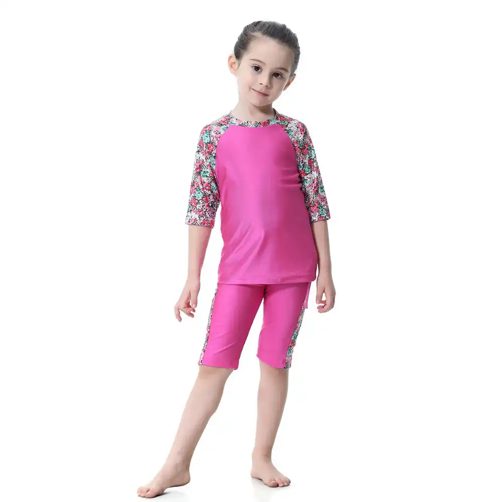2019 newest islamic swimsuit for kids girls floral