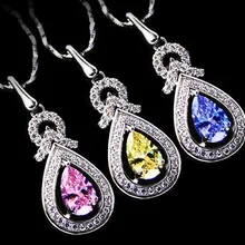 Ожерелье из страз с подвеской в виде сердца океана Лолита, 1 карат, для влюбленных, 925, чистого серебра, Платиновое покрытие, Женский комплект