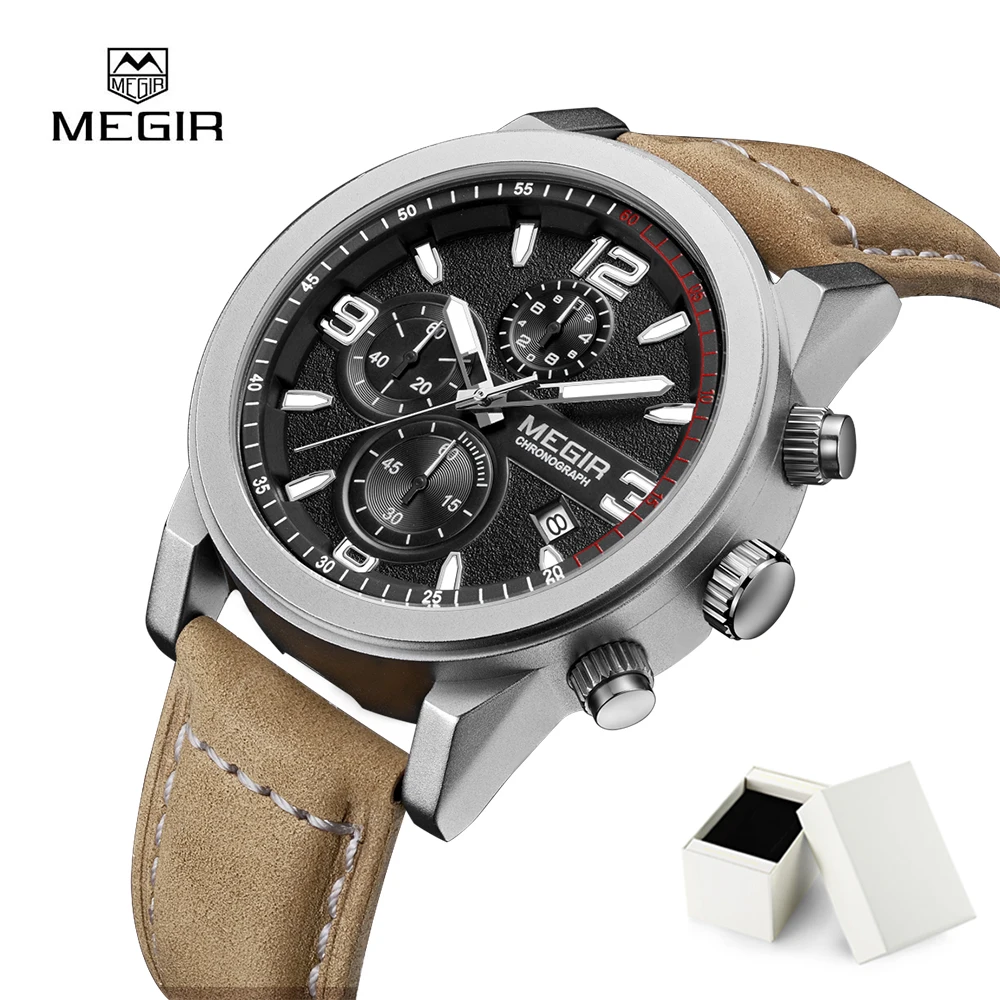 

MEGIR Men Watches Quartz Chronograph Watch Waterproof Army Military Wristwatches Fashion Watches Men Clock Relogio Masculino
