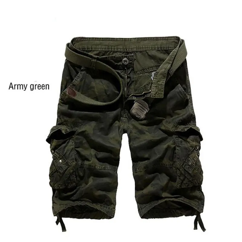 Шорты Карго в стиле милитари летние мужские хлопковые до колен мужские шорты в повседневном стиле большие свободные большие размеры хаки